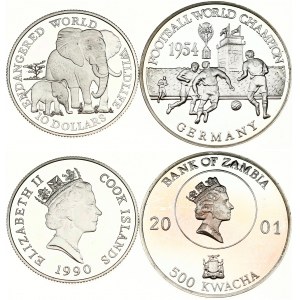Cook Islands 10 Dollars 1990 & Zambia 500 Kwacha 2001 Lot of 2 Coins