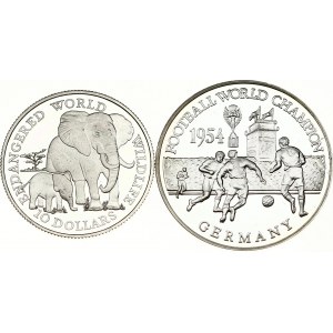 Cook Islands 10 Dollars 1990 & Zambia 500 Kwacha 2001 Lot of 2 Coins