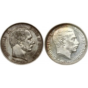 Denmark 1 Krone 1898 & 1915 Lot of 2 Coins