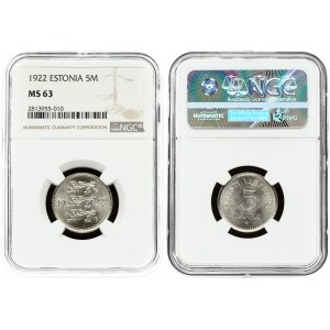 Estonia 5 Marka 1922 NGC MS 63