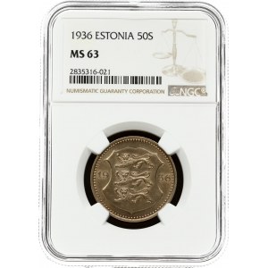 Estonia 50 Senti 1936 NGC MS 63