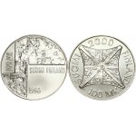 Finland 100 Markkaa 1996 Helene Schjerfbeck & 100 Markkaa 2000 Millennium Lot of 2 Coins