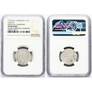 Germany Saxony 1/12 Thaler 1763 EDC NGC XF DETAILS