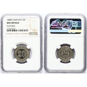 Germany Empire 20 Pfennig 1888D NGC UNC DETAILS