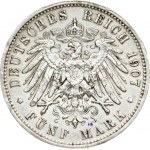 Germany SAXONY 5 Mark 1907 E
