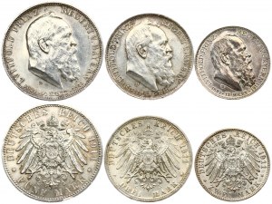 Germany Bavaria 2, 3, 5-Mark 1911D Set Prince Regent Luitpold - AU