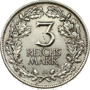 Germany 3 Reichsmark 1925A Rheinlande - XF+