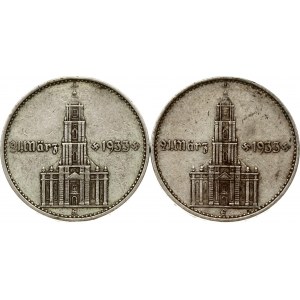 Germany 2 Reichsmark 1934 A & E Church Lot of 2 Coins