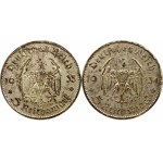 Germany Third Reich 5 Reichsmark 1934A & 1935A Potsdam Garrison Church Lot of 2 Coins