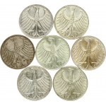 Germany Federal Republic 5 Mark (1951-1958) Lot of 7 Coins