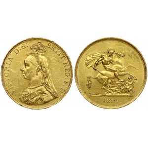 Great Britain 5 Pounds 1887 - XF+/AU