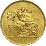 Great Britain 5 Pounds 1887 - XF+/AU