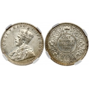 India - British 1 Rupee 1918(B) NGC AU 58