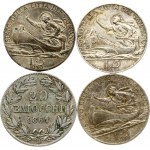 Italy PAPAL STATES 20 Baiocchi & 5 Lire (1861-1939) Lot of 4 Coins
