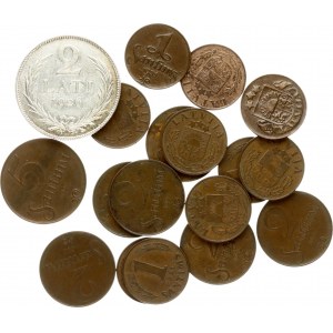 Latvia 1 Santims - 2 Lati (1922-1939) Lot of 18 Coins