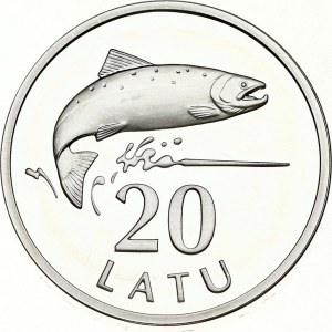 Latvia 20 Latu 2013 Silver Salmon