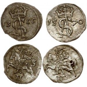 Lithuania Dwudenar 1566 & 1570 Vilnius Lot of 2 Coins - VF+