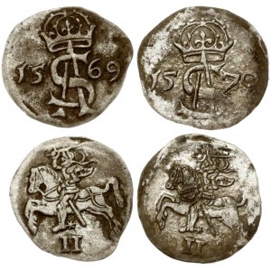 Lithuania Dwudenar 1569 & 1570 Vilnius Lot of 2 Coins - VF+