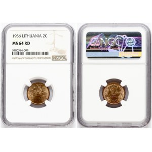 Lithuania 2 Centai 1936 NGC MS 64 RD