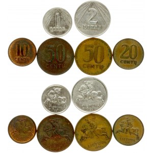Lithuania 10 - 50 Centų & 1 - 2 Litai 1991 Lot of 6 Coins