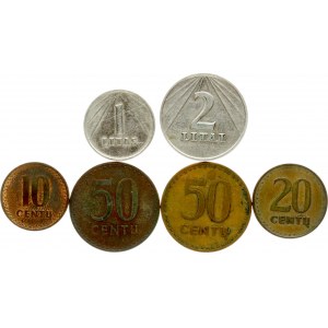 Lithuania 10 - 50 Centų & 1 - 2 Litai 1991 Lot of 6 Coins
