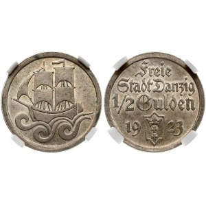Poland Danzig 1/2 Gulden 1923 NGC MS 62