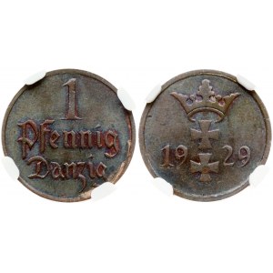 Poland Danzig 1 Pfennig 1929 NGC MS 63 BN