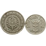 Poland Danzig 1/2 Gulden 1932 & Germany 20 Pfennig 1888A Lot of 2 Coins