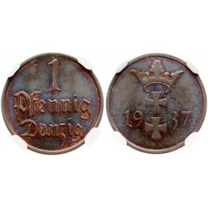 Poland Danzig 1 Pfennig 1937 NGC MS 64 BN