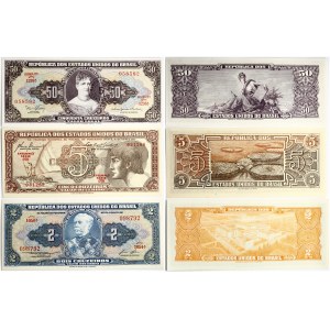 Brazil 2 - 50 Cruzeiros (1958-1962) Banknotes Lot of 3 Banknotes