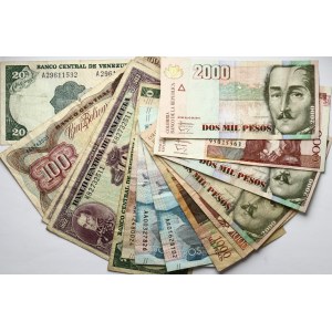 Colombia & Venezuela 2-10000 Pesos & 10-100 Bolivares (1990-2015) Banknotes Lot of 14 Banknotes