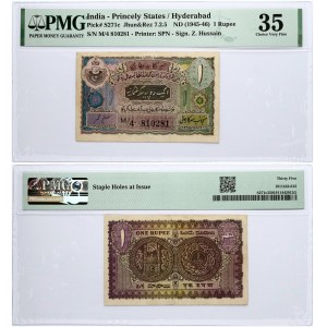 India Hyderabad 1 Rupee ND (1945-1946) Banknote PMG 35