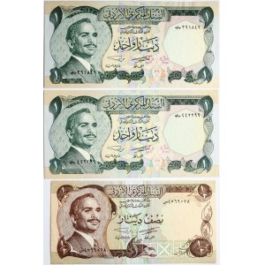 Jordan 1/2 - 1 Dinar (1975-1992) Banknotes Lot of 3 Banknotes