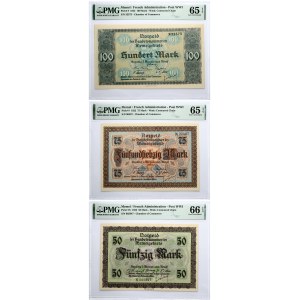 Lithuania Memel 1 Mark - 100 Mark 1922 Banknotes Lot of 8 Banknotes PMG 63-66 EPQ