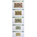 Lithuania Memel 1 Mark - 100 Mark 1922 Banknotes Lot of 8 Banknotes PMG 63-66 EPQ