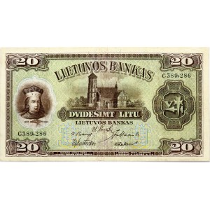 Lithuania 20 Litu 1930 Vytautas the Great Banknote