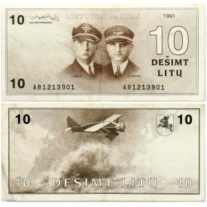 Lithuania 10 Litų 1991 Darius and Girėnas Banknote