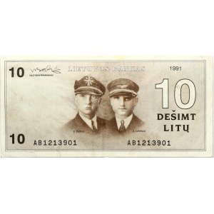 Lithuania 10 Litų 1991 Darius and Girėnas Banknote