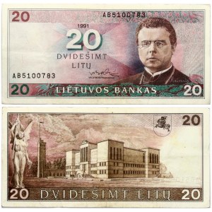 Lithuania 20 Litų 1991 Maironis Banknote