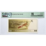 Lithuania 50 Litų 1991 (ND 1993) Basanavičius Banknote PAVYZDYS- SPECIMEN PMG 65 EPQ VERY RARE