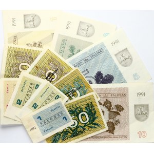 Lithuania 0.10 - 10 Talonas (1991-1992) Banknotes Lot of 12 Banknotes