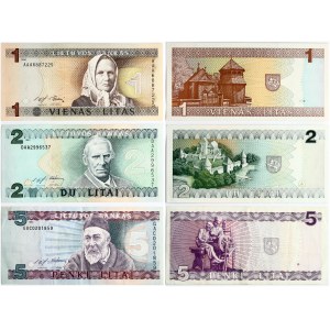 Lithuania 1 - 5 Litai (1993-1994) Banknotes Lot of 3 Banknotes