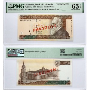 Lithuania 50 Litų 1998 Basanavičius Banknote PAVYZDYS- SPECIMEN PMG 65 EPQ
