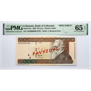 Lithuania 50 Litų 1998 Basanavičius Banknote PAVYZDYS- SPECIMEN PMG 65 EPQ