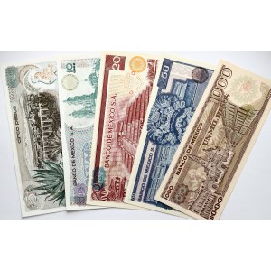 Mexico 5 - 1000 Pesos (1972-1985) Banknotes Lot of 5 Banknotes
