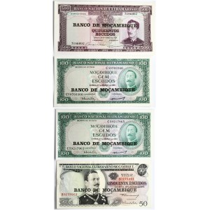 Mozambique 50 - 500 Escudos (1961-1967) Banknotes. Lot of 4 Banknotes