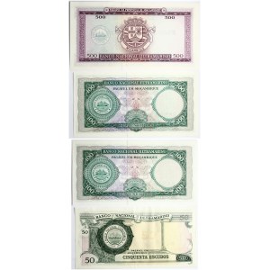 Mozambique 50 - 500 Escudos (1961-1967) Banknotes. Lot of 4 Banknotes