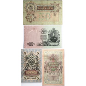 Russia 5 - 50 Roubles (1899-1909) Banknotes Lot of 4 Banknotes