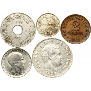 Portugal 500 Reis 1896 and other World Coins Lot of 5 Coins