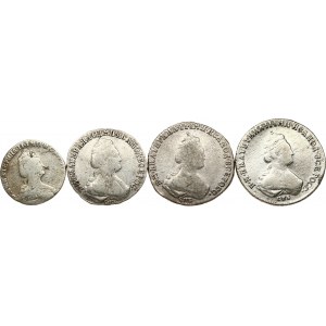 Russia 1 Grivennik - 1 Polupoltinnik (1779-1785) Lot of 4 Coins